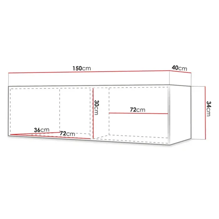 Mobile porta TV sospeso 150x34h cm 1 anta nero Kiruna 4