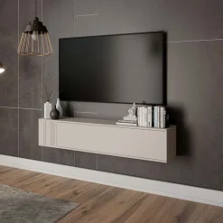 Mobile porta TV sospeso 150x30h cm 1 anta a ribalta beige cashmere Bellagio