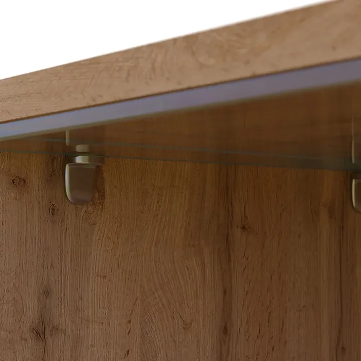 Mobile porta TV sospeso 180x30h cm con LED nero lucido rovere Silvia