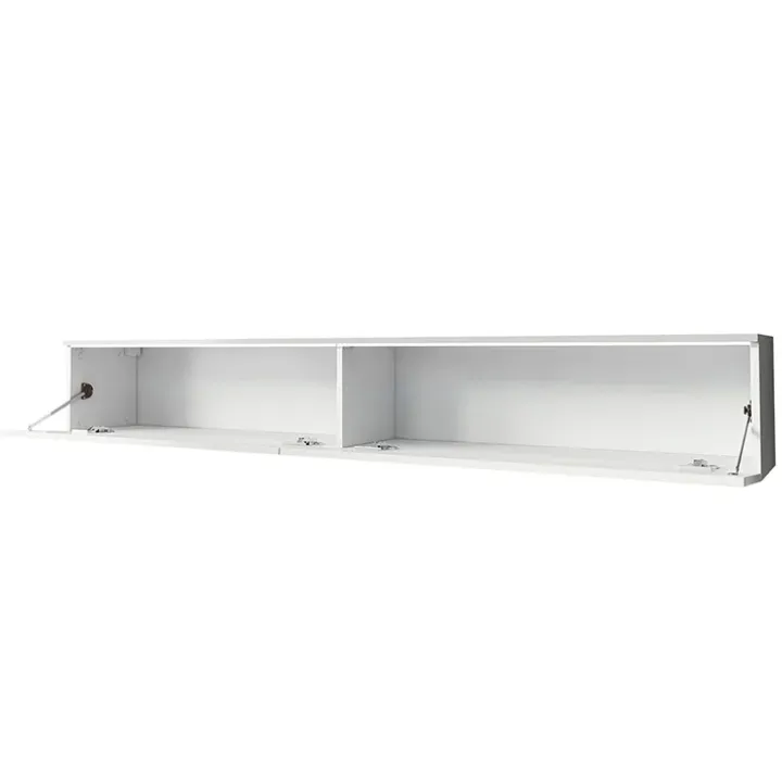 Mobile porta TV sospeso 180x30h cm con LED design bianco lucido rovere Silvia