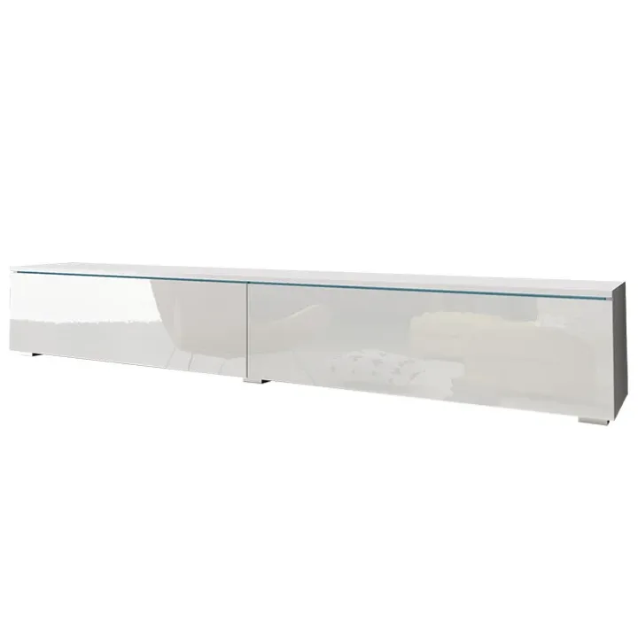Mobile porta TV sospeso 180x30h cm design bianco lucido 2 ante Silvia