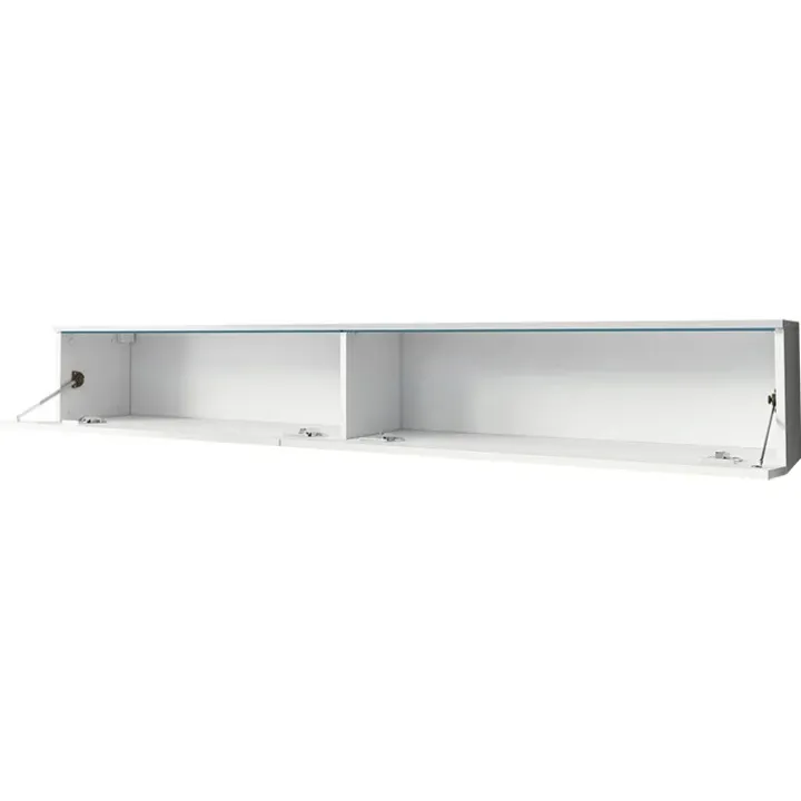 Mobile porta TV sospeso 180x30h cm design bianco lucido 2 ante Silvia