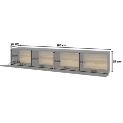 Mobile porta TV sospeso 180x35h cm nero Fusion