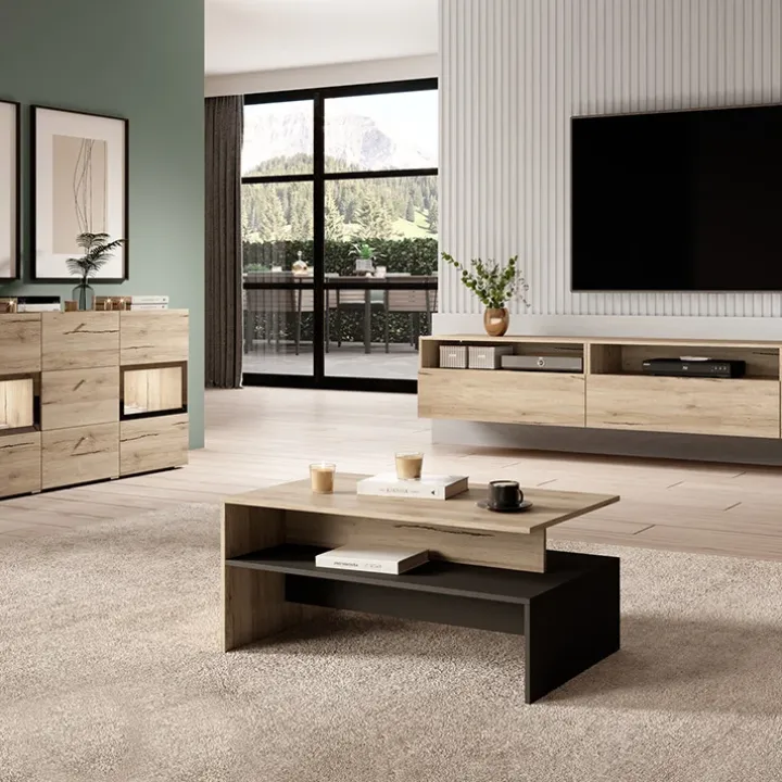 Mobile porta TV sospeso 270x42h cm rovere Emotion Gihome®