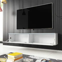 Mobile porta TV sospeso 140x30h cm soggiorno bianco lucido Silvia