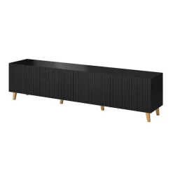 Mobile porta TV 201x52cm 4 ante cannettato nero Essence