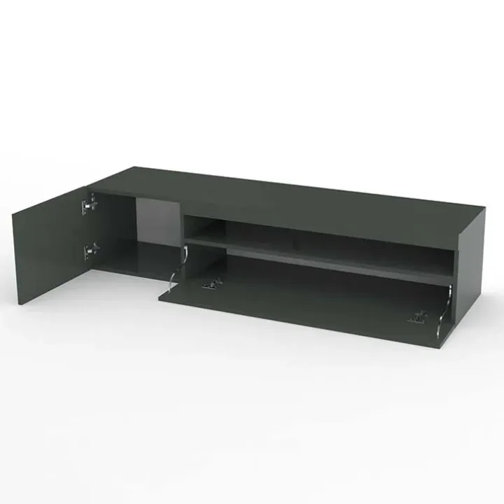 Mobile porta TV 155x37h cm 1 anta antracite laccato lucido Light Small Gihome®
