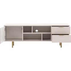 Mobile porta tv 150x52h cm 1 anta 2 cassetti cannettato moderno beige Vanessa