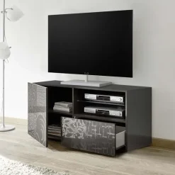 Mobile porta TV 122x57h cm 1 anta 1 cassetto grigio Paradise