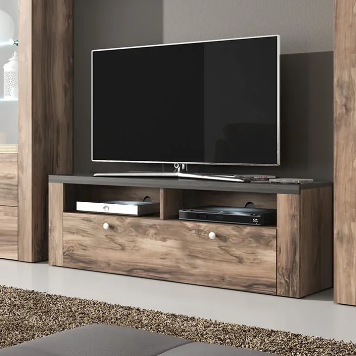 Mobile porta TV 140x49h cm 1 anta noce rovere grigio Paloma 2