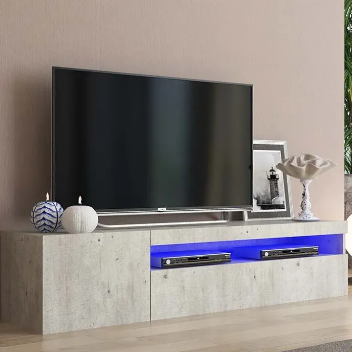 Mobile porta TV 155x37h cm 1 anta soggiorno cemento Light Small Gihome®