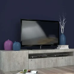Mobile porta TV 155x37h cm 1 anta soggiorno cemento Light Small Gihome®