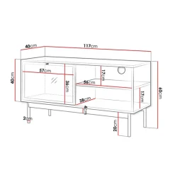 Mobile porta TV 117x60h cm 1 anta 2 vani a giorno rovere nero Herning