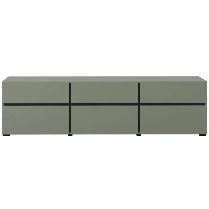 Mobile porta TV 180x48h cm 3 ante a ribalta 3 cassetti verde nero Lolla
