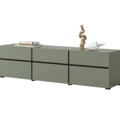 Mobile porta TV 180x48h cm 3 ante a ribalta 3 cassetti verde nero Lolla