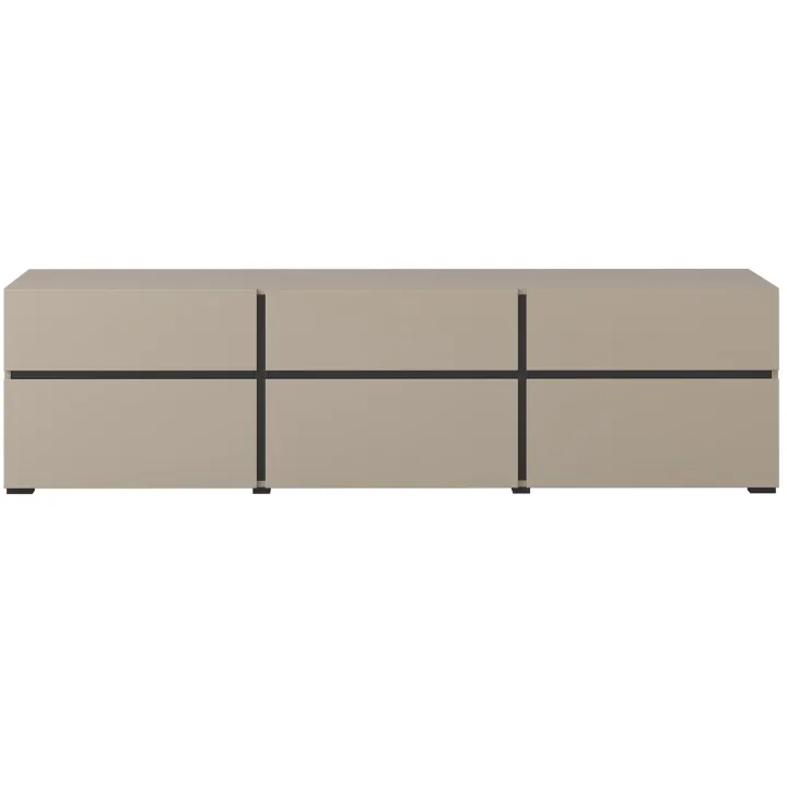 Mobile porta TV 180x48h cm 3 ante a ribalta 3 cassetti tortora nero Lolla