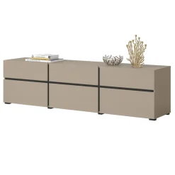 Mobile porta TV 180x48h cm 3 ante a ribalta 3 cassetti tortora nero Lolla