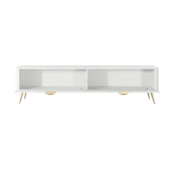 Mobile porta TV 200x51h cm 2 ante a ribalta bianco opaco cannettato Ramis