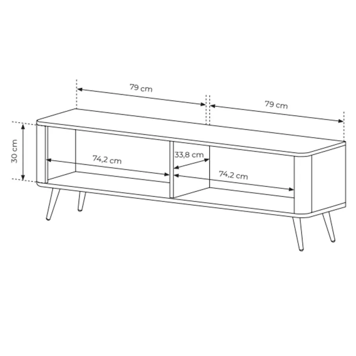 Mobile porta TV 163x51h cm 2 ante a ribalta bianco opaco cannettato Ramis