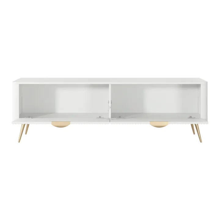Mobile porta TV 163x51h cm 2 ante a ribalta bianco opaco cannettato Ramis