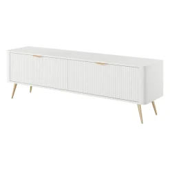 Mobile porta TV 163x51h cm 2 ante a ribalta bianco opaco cannettato Ramis