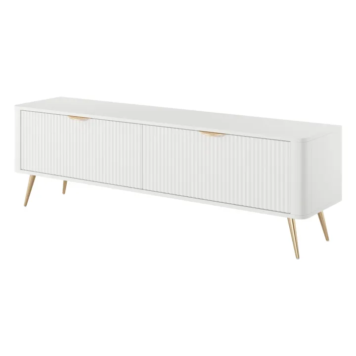 Mobile porta TV 163x51h cm 2 ante a ribalta bianco opaco cannettato Ramis