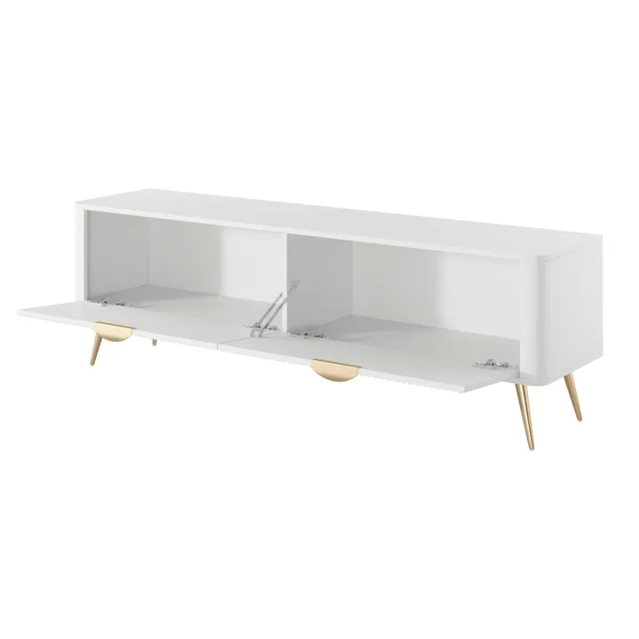Mobile porta TV 163x51h cm 2 ante a ribalta bianco opaco cannettato Ramis