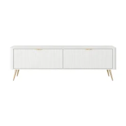 Mobile porta TV 163x51h cm 2 ante a ribalta bianco opaco cannettato Ramis