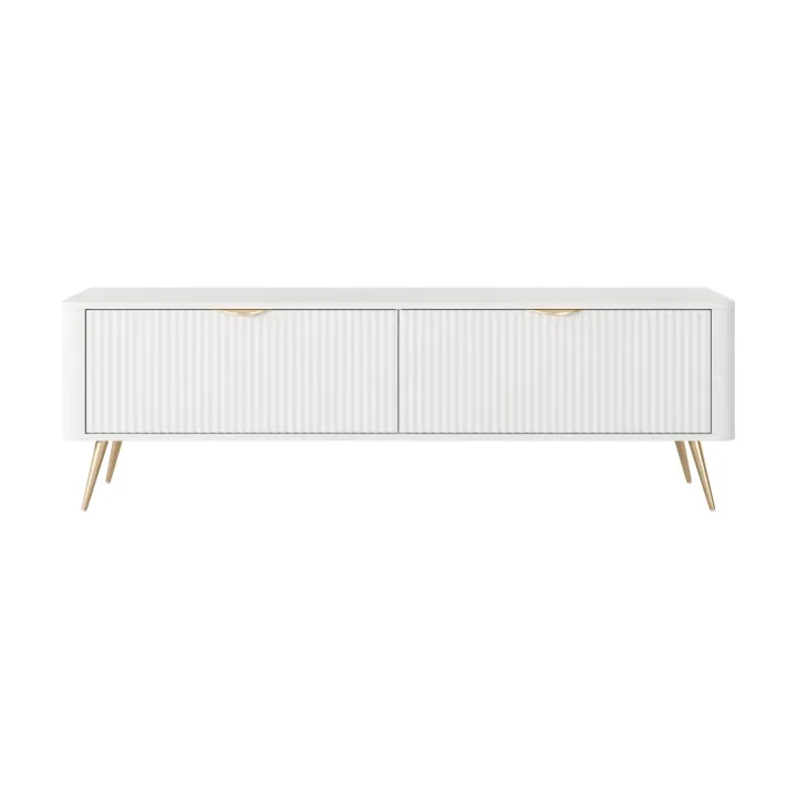 Mobile porta TV 163x51h cm 2 ante a ribalta bianco opaco cannettato Ramis
