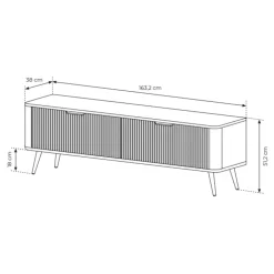 Mobile porta TV 163x51h cm 2 ante a ribalta bianco opaco cannettato Ramis