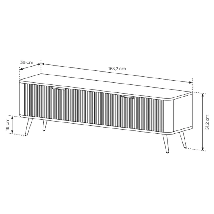 Mobile porta TV 163x51h cm 2 ante a ribalta bianco opaco cannettato Ramis