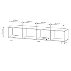 Mobile porta TV 200x47h cm 4 ante a ribalta soggiorno rovere chiaro Mellow