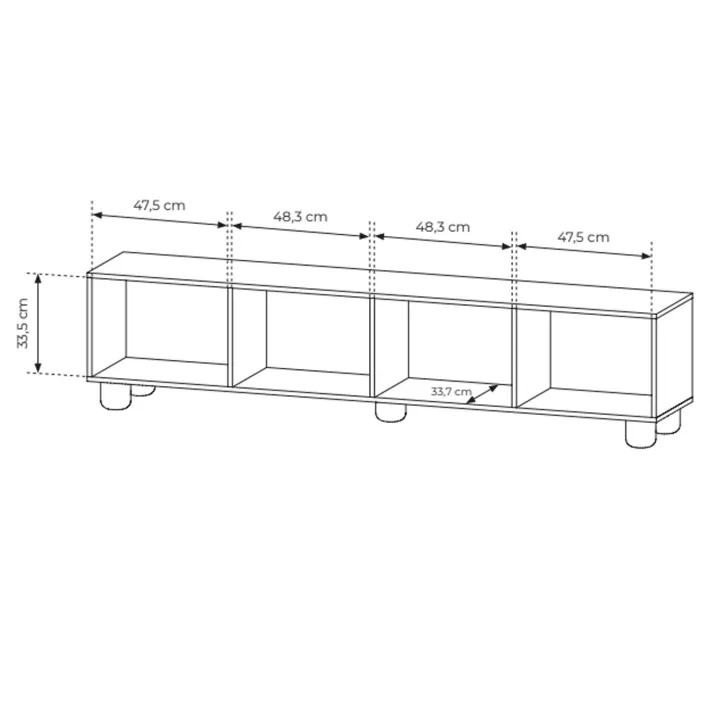 Mobile porta TV 200x47h cm 4 ante a ribalta soggiorno rovere chiaro Mellow