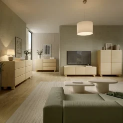 Mobile porta TV 150x47h cm 3 ante a ribalta soggiorno rovere chiaro Mellow