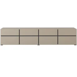 Mobile porta TV 225x48h cm 4 ante a ribalta 4 cassetti moderno tortora nero Lolla