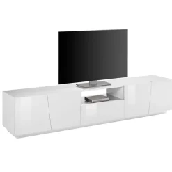 Mobile porta TV 220x46h cm 4 ante bianco lucido Candia Gihome®