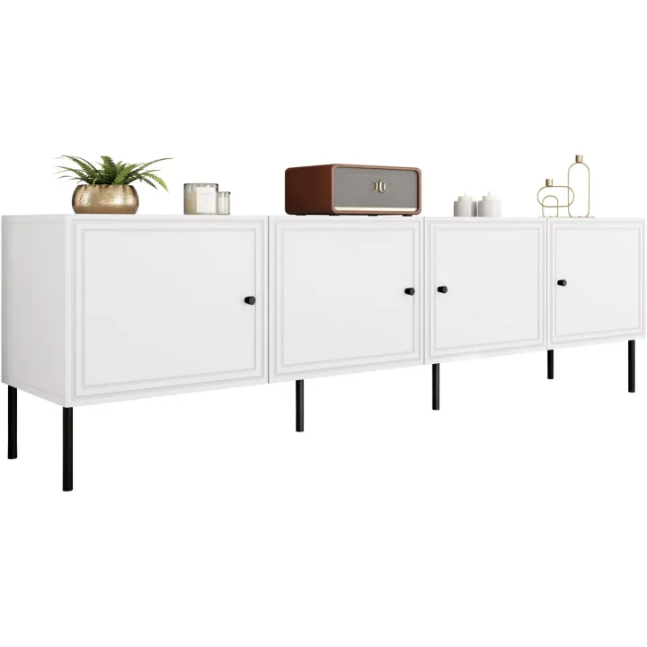 Mobile porta TV 201x60h cm 4 ante bianco opaco Stark