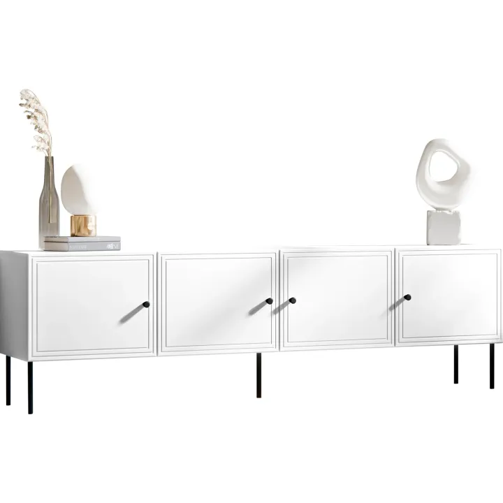 Mobile porta TV 201x60h cm 4 ante bianco opaco Stark