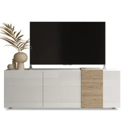 Mobile porta TV 181x59h cm 3 ante bianco lucido rovere Universal