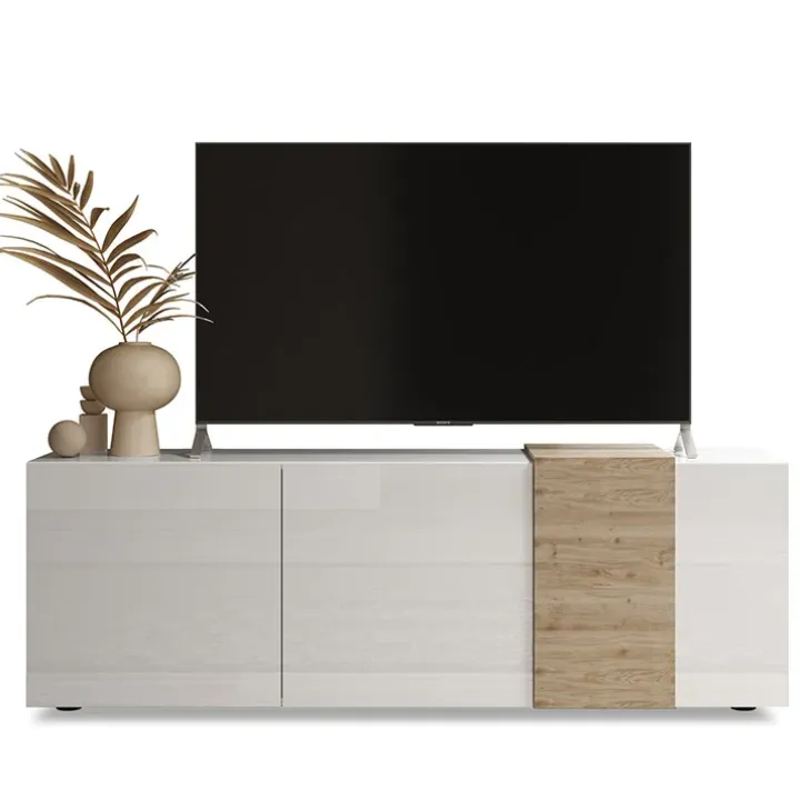 Mobile porta TV 181x59h cm 3 ante bianco lucido rovere Universal