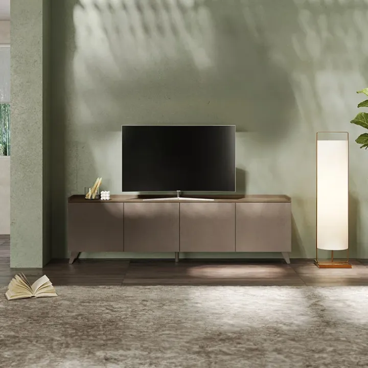 Mobile porta TV 241x72h cm 4 ante bronzo rovere scuro Jonson