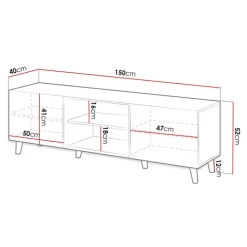 Mobile porta TV 150x52h cm 2 ante cannettato quercia Essence