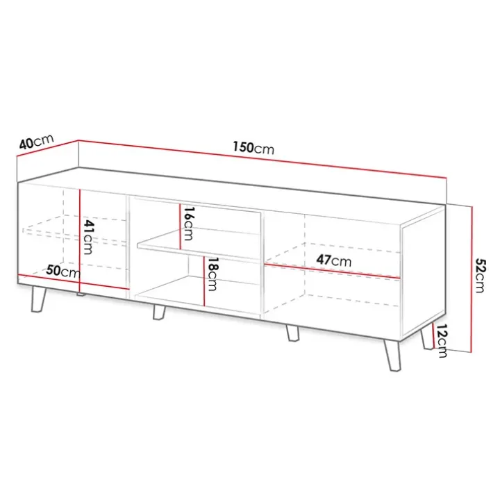 Mobile porta TV 150x52h cm 2 ante cannettato quercia Essence
