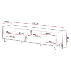 Mobile porta TV 201x52h cm 4 ante cannettato quercia Essence