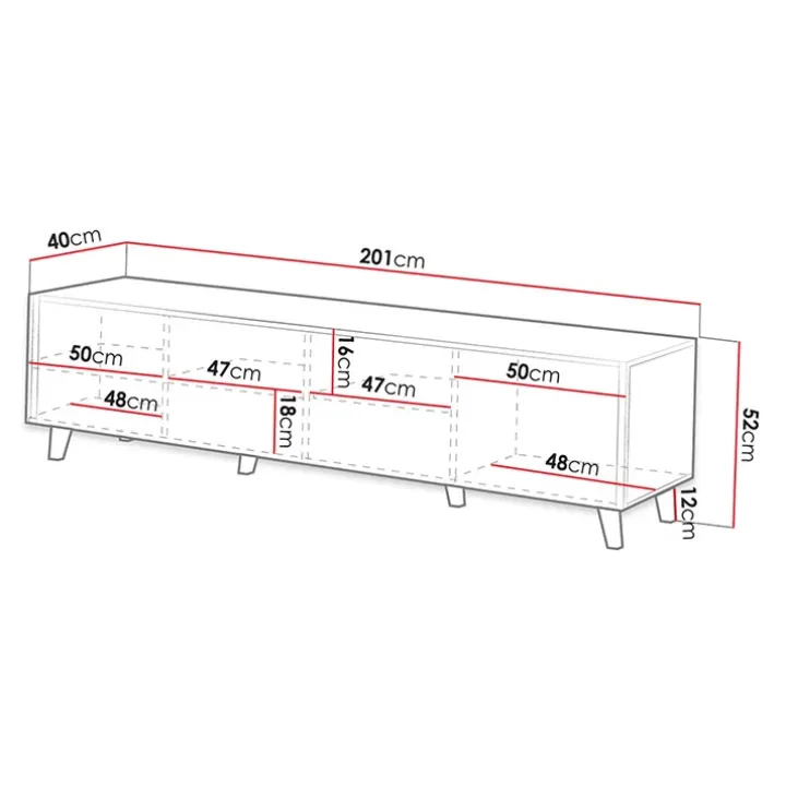 Mobile porta TV 201x52h cm 4 ante cannettato quercia Essence