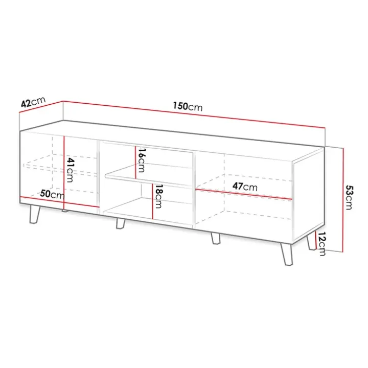 Mobile porta TV 150x52h cm 2 ante cannettato bianco Essence