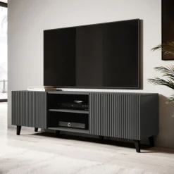 Mobile porta TV 150x52h cm 2 ante cannettato antracite Essence