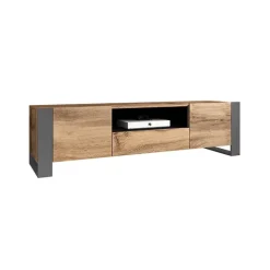 Mobile porta TV 180x48h cm 2 ante 1 cassetto legno antracite Tampere