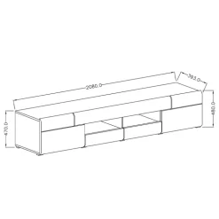 Mobile porta TV 208x48h cm 2 ante 4 cassetti bianco lucido rovere Tahiti