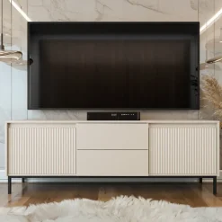 Mobile porta tv 174x60h cm 2 ante 2 cassetti cannettato beige Strike